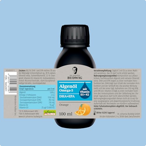 Foto von Dr. Budwig Premium Omega 3 Algenöl Vegan Orange (100ml)
