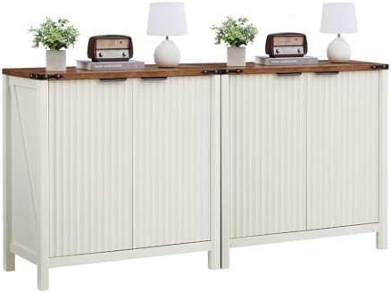 BuildHom 32" Fluted Sideboard Cabinet Set of 2 - Modern Farmhouse...