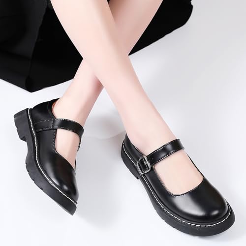Mary Jane Shoes Women Platform Non-Slip Classics Round Toe Ankle Strap Comfort Casual Dressy Work Mary Jane Oxford Shoes2