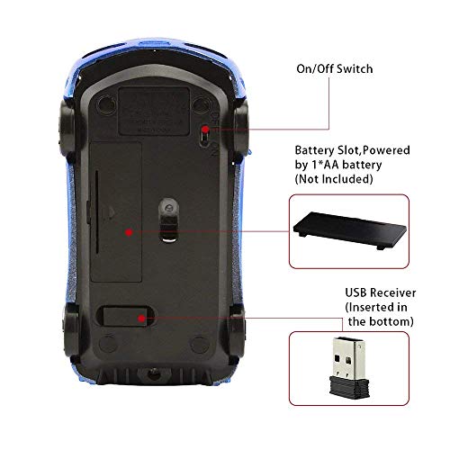 Jinfili 2.4Ghz Wireless Car Shape Mouse 3D Optical Gaming Mice Usb Mini Receiver For Pc Laptop Computer #TOP6