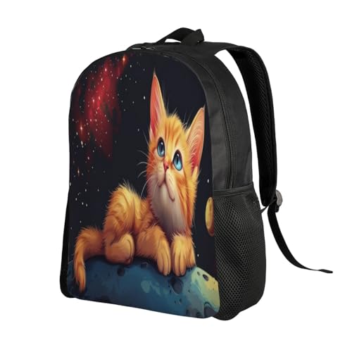 Lightweight Backpack Ginger Cat Space Moon 16Inch Waterproof Backpack Gym Casual Daypack for Women Men Gift2