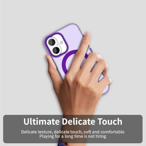 Image of Elzzi Translucent Matte Back Cover for iPhone 17 Case, Shockproof Anti-Fingerprint Phone Cover with Magnetic Wireless Charging, MagSafe Compatible Protective Case for Men & Women (Lavender)