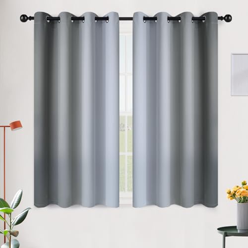 Image of SimpleHome Ombre Room Darkening Curtains for Bedroom, Gradient Gray to Grey White Light Blocking Thermal Insulated Grommet Window Curtain /Drapes for Living Room,2 Panels, 52x45 inches Length