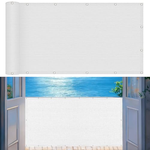 Siatki Zapewniające Prywatność 80 x 160 cm Ochrona Przed Wiatrem, HDPE Ekrany Ogrodzeniowe Z Oczkami Na Linę Na Patio, Ogrodu, Zewnątrz, Balkon, Biały
