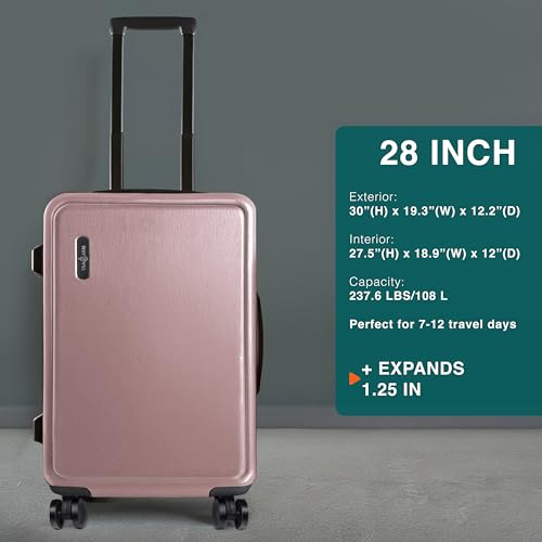 Image of Luggage Sets 3 Piece, 20 Inch Carry on Luggage and 28 Inch Suitcases with Wheels Spinner, Durable Hard Shell Suitcase Set, Expandable Travel Suitcase, Pink