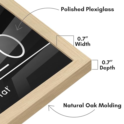 Americanflat 16x20 Picture Frame with Polished Plexiglass - Streamline Collection - Thin Border Picture Frame for Wall Display - Hanging Hardware Included - Natural Oak