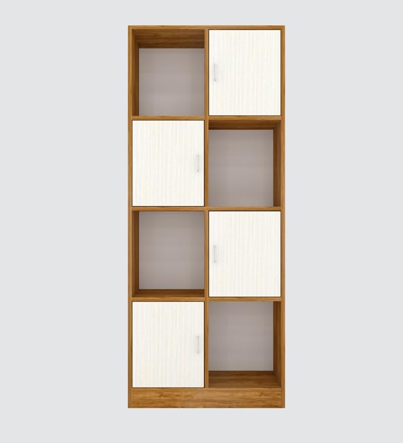 Image of SPECIALITY PANELS 8 Cube Bookshelf with Doors, Wood Bookcase Storage Organizer, 176x73x35 cm, Carpenter Assembly Provided