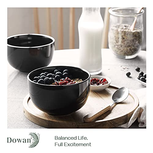 Dowan Deep Soup Bowls, 30 Ounces Black Cereal Bowl For Oatmeal, Ceramic Ramen Bowls For Noodle, Porcelain Bowls Set 4 For Kitchen, Rice Bowls #TOP5