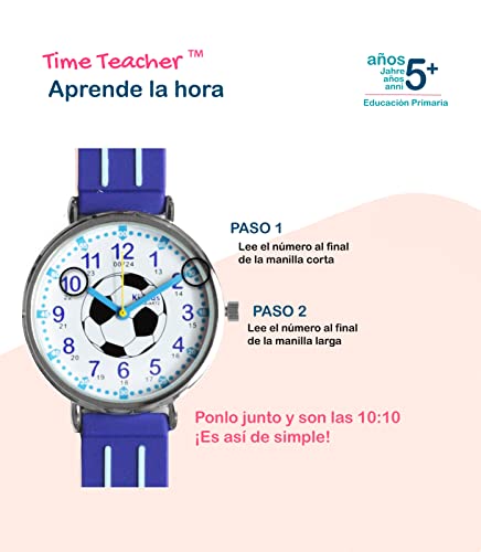 Kiddus Educational Kids Watch For Children, Boys And Girls. Analogue Time Teacher Wristwatch With Exercises. Fútbol/Soccer #TOP1