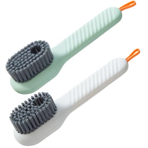 Holibanna 2 Piezas Cepillo Limpiador Zapatos con Dispensador de Jabón Mango Ergonómico para Limpieza de Calzado y Zapatillas Multiusos y Compacto para Doméstico y Exterior