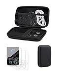 daunke Storage Case for Anbernic RG477V Handheld Game Console, with 3 Pack Screen Protector Tempered Glass, Waterproof, Shockproof, Anti-Scratch, Easy to Use and Carry,Black