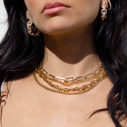 Ettika Choker Necklace For Women. 18K Gold Plated Golden Flat Rectangle Chain Necklace. Fashion Jewelry #TOP1