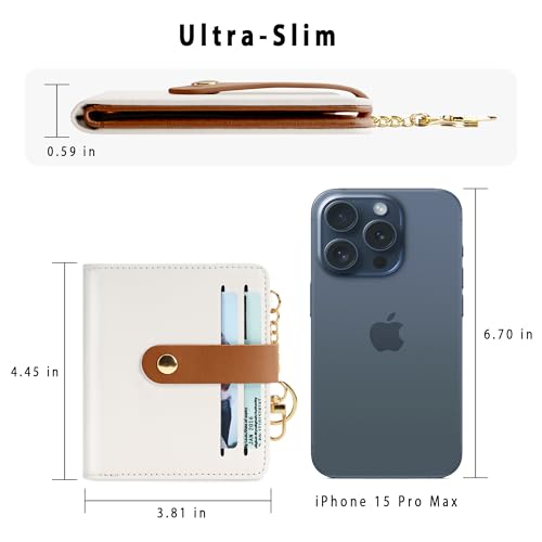 Image of Airkit Small Wallet Women RFID, PU Leather Card Holder with Keychain | Slim Compact Zipper Coin Purse for Ladies, Travel Holiday Gifts for Mom, Cute Mini Bifold Wallets
