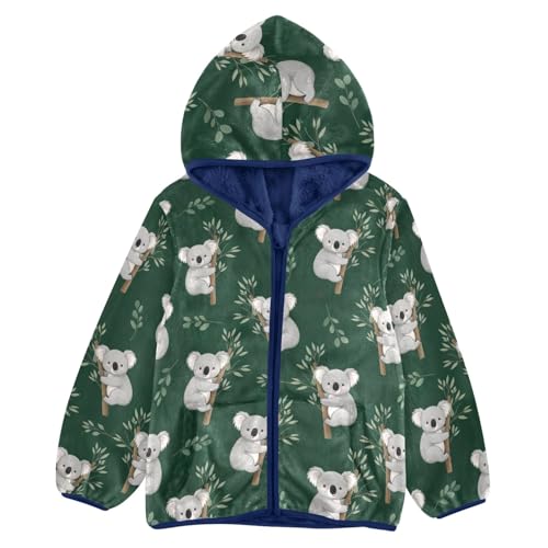 CHIFIGNO Cute Koalas Dark Green Toddler Boys Zip up Hoodie Light Thick Sweatshirt Jacket 3T
