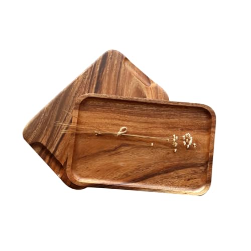 BRIGHTFUFU Acacia Wood Large Serving Tray Lid Fruit Basket Dessert Plates Extra Large Charcuterie Board Handmade Breakfast Plate Wooden Snack Tray Household Tableware 40x30cm