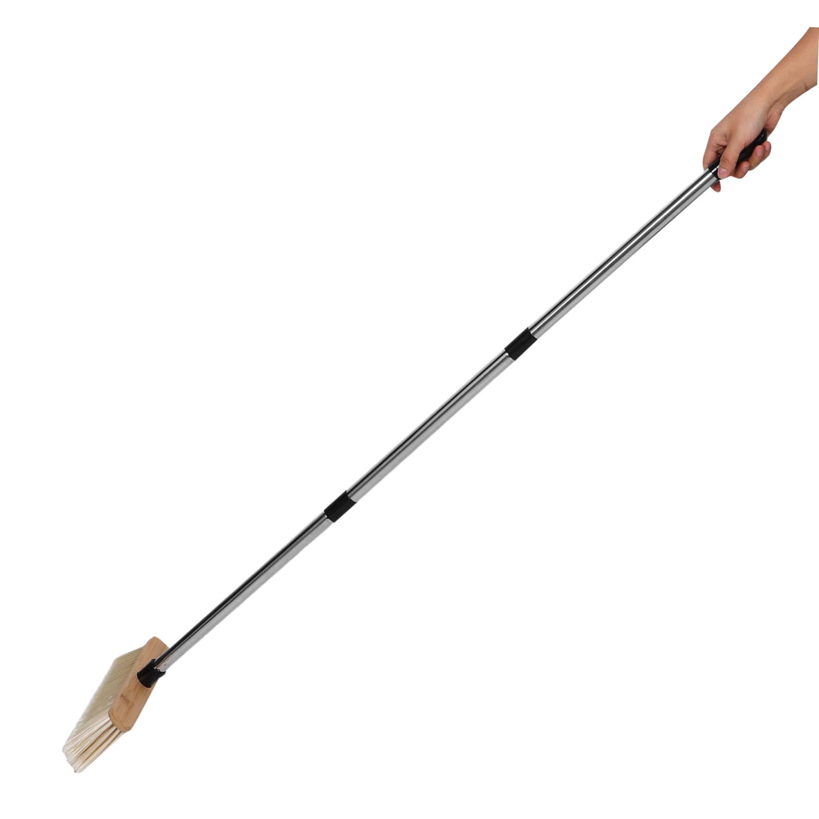 Scopa Giardino in Legno con Setole Dure e Manico in Acciaio per Pulizia Patio Esterna Efficienza e Resistenza per Cortili Garage e Caminetti