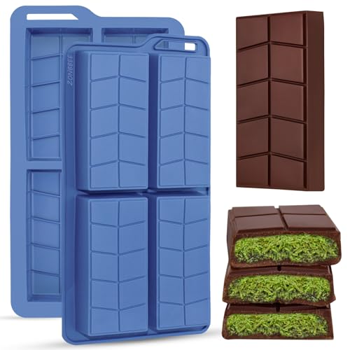 ZONBBEE Molde Silicona Chocolate Profundos 21mm, Moldes Tableta Chocolate Grandes Antiadherentes para Forma Barra Chocolat Dubai y Reposteria y Pasteleria