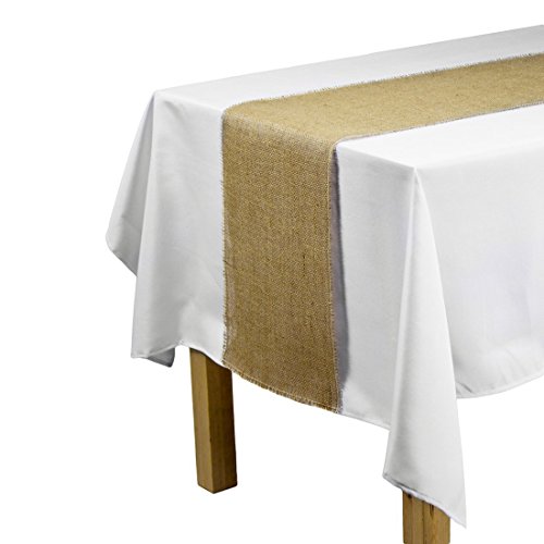 LinenTablecloth Jute Table Runner with Fringe Edge, 12.5 by 120-Inch