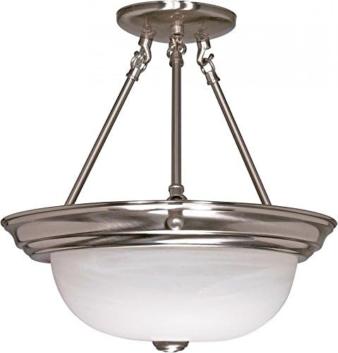 Nuvo Lighting 60/202 Three Light Semi Flush Mount, Brushed Nickel/Alabaster Glass