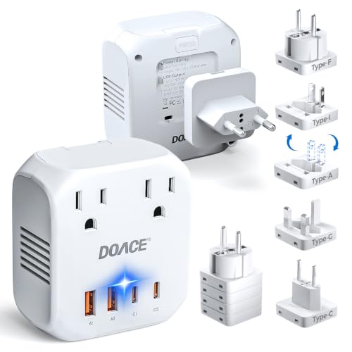 Image of Upgraded 2000W Voltage Converter US to Europe for Hair Dryer - 220V to 110V Converter for European Travel, Power Converter Adapter Combo with 2 PD /QC & UK /AU /US /IT /European Travel Plug Adapters