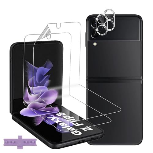 Lutree for Samsung Galaxy Z Flip 3 5G/ Z Flip3 5G Screen Protector 2+2 Pack TPU Film [Not Glass] + Tempered Glass Camera Lens Film Case Friendly HD Bubble-Free Anti-Scratch Flexible Protector