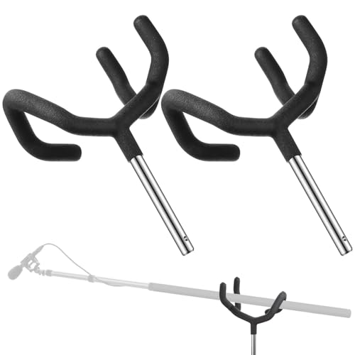 Weysat 2 Pcs Metal Microphone Boom Pole Holder, Mic Boom Pole Support Holder for C Stands and Mic...