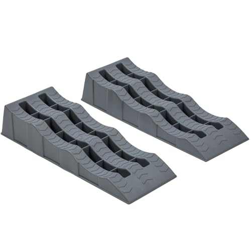 Katsu Rampe Di Livellamento Per Roulotte 2 Pezzi Capacità 4 Ton 3 Livelli Cunei Livellamento Camper Da Campeggio In Plastica Per Impieghi Gravosi Per Garage Officina Auto - 7