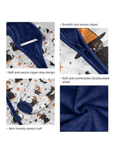 Cats Bats and Star Girls Fleece Jacket Girls Fall Jacket Boys Coats Zip Up Hoodie Children Outerwear 2-10T3