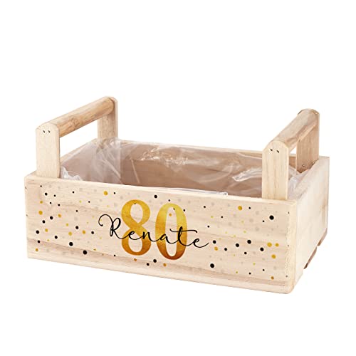 Herz & Heim® Geburtstags-Geschenk Holzkiste zu Bepflanzung mit...