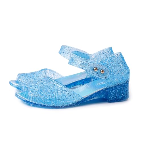 ZXCDINO Princess Jelly Shoes Girls Dance Party Heels Sandals Glitter Cosplay Snow Queen Cosplay Costumes Dress Up Sandals for Toddler Children Big Kids