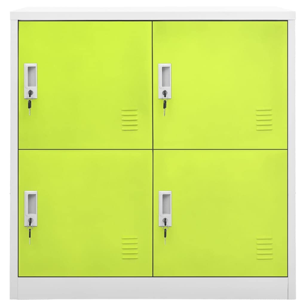 Juego de 2 taquillas de acero con cerradura, 90 x 45 x 92,5 cm, color gris claro y verde