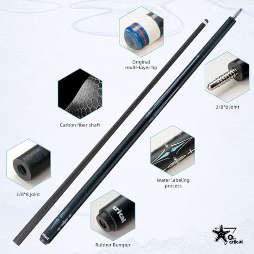 Tacón de billar de fibra de carbono 58 pulgadas con extensión miniatura 3