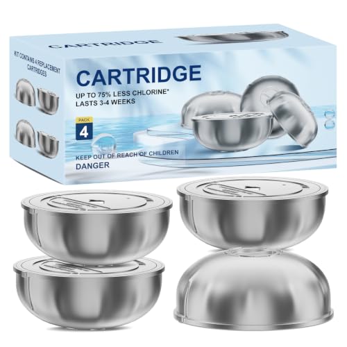 Ruxurric 4 Pack Hot Tub Chlorine Cartridge Replacement Compatible with Frog Ease Floating System, Lasts 3-4 Weeks for Hot Tubs up to 600 Gallons