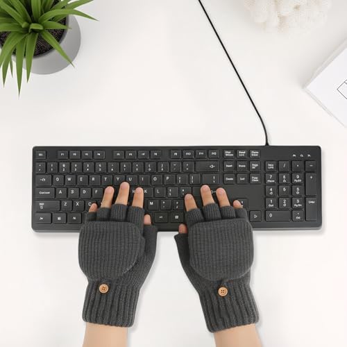 Guantes sin dedos para mujer de punto con función térmica de invierno 3