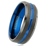 Personalized Engraved 6mm/8mm Brushed Satin Finish Gunmetal Black Dark Gray Tungsten Carbide Band...