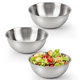 fecoqi 3-Piece Stainless Steel Mixing Bowls (7.1") Metal Bowl Set with Measurement Marks, Dishwasher Safe & Stackable - Perfect for Baking, Salad Making, Meal Prep and Kitchen Use