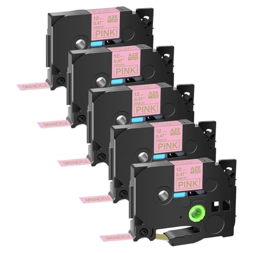 TZ TZE RW34 RN34 R234 RE34 RE31 TAPES for Craft and Gift Rapping�ƌ݊����̂���12mm�T�e���̔񃉃~�l�[�g3?10pk(5PK Gold On Pink)