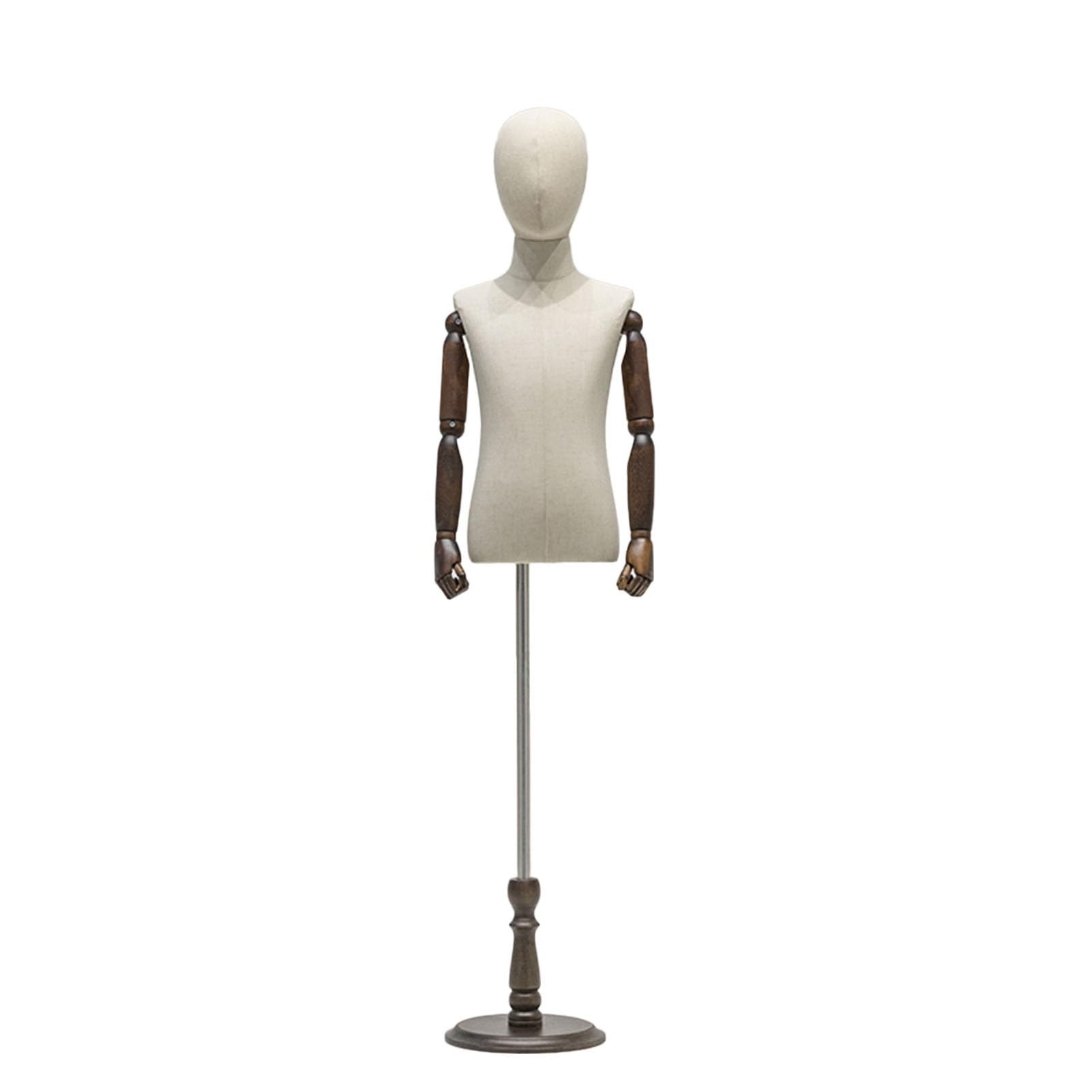Mannequin pour enfant en bas âge, buste de mannequin enfant féminin ajustable avec tête détachable, corps de mannequin pour enfant en bas âge avec base en bois pour présentation de vêtements (2-3