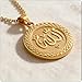 Fusamk Fashion Plated 18K Gold Allah Pendant Round Necklace,22
