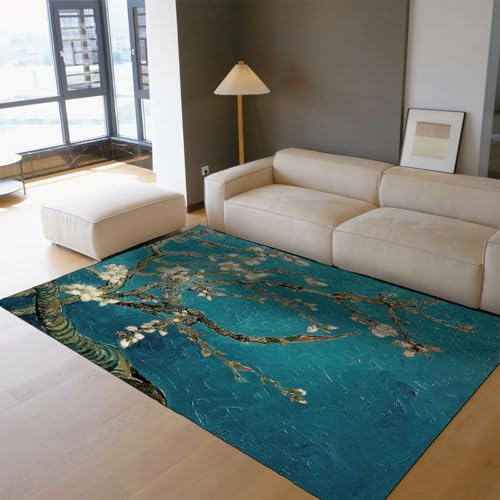 Tapis fleurs d abricot bleu pour une décoration intérieure
