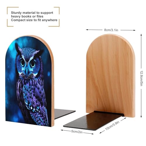 Sujetalibros de búho azul para evitar la caída de libros en estantes del hogar 3
