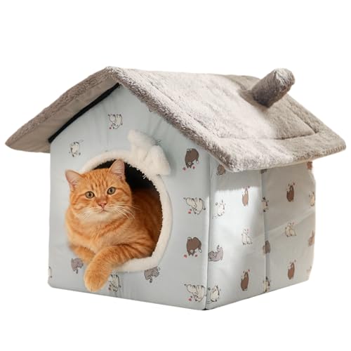 Coussin de nid couvert pour chat : lit grotte chaud pour l'hiver - 8
