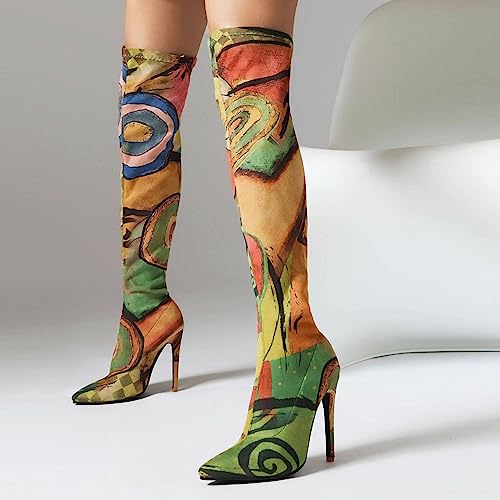 Kluolandi Women's Thigh High Boots Long Stretch Pointed Toe Stiletto High Heel Over The Knee Boots for Women Thick Thighs3