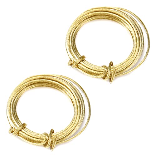 Image of Picture Hanging Brass Wire, Bare Copper Wire, 8.2feet 20 Strands of Solid Copper Wire (2 Packs-Gold)