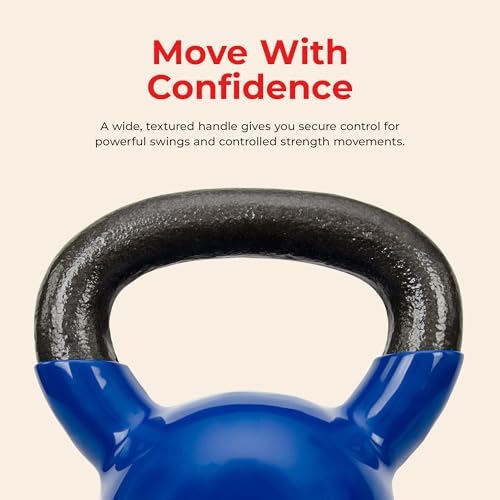 Image of Sunny Health & Fitness Vinyl Coated Cast Iron Kettlebell 5-25 lb