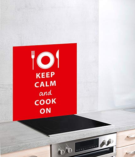 WENKO Glasrückwand Keep Calm - Spritzschutz, Gehärtetes Glas, 70 x 60 cm, Mehrfarbig – Ansicht 2