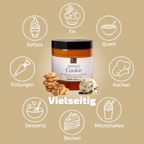 Cookie Eispaste Aroma Paste Eis Desserts Pralinen Zum Verfeinern von leckerem Eis Milchgetränken Kuchen Kekse Tortencremes Eiscremes uvm. Inhalt 250 g – Bild 5
