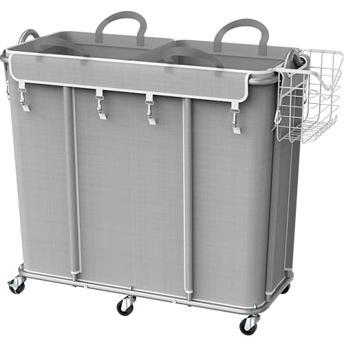 Simple Houseware Extra Large Rolling Laundry Cart – Heavy Duty Ha...