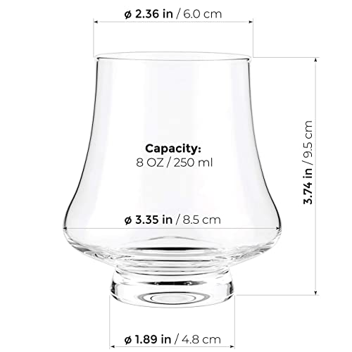 LUXBE Bourbon Whisky Crystal Glass Snifter, Set of 4 Wide Tasting