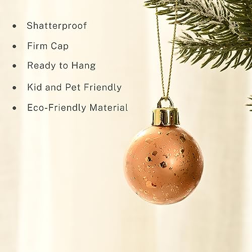 DecorbyHannah Mini Christmas Ornaments Set, 45ct Small Gingerbread Christmas Tree Decorations, Assorted Tiny Red Green Gold Shatterproof Plastic Decorative Hanging Ball Bulk for Xmas Home Table Decor